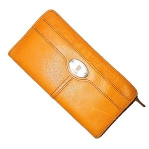 ʕ·ᴥ·ʔ Fossil Wallet Orange Leather